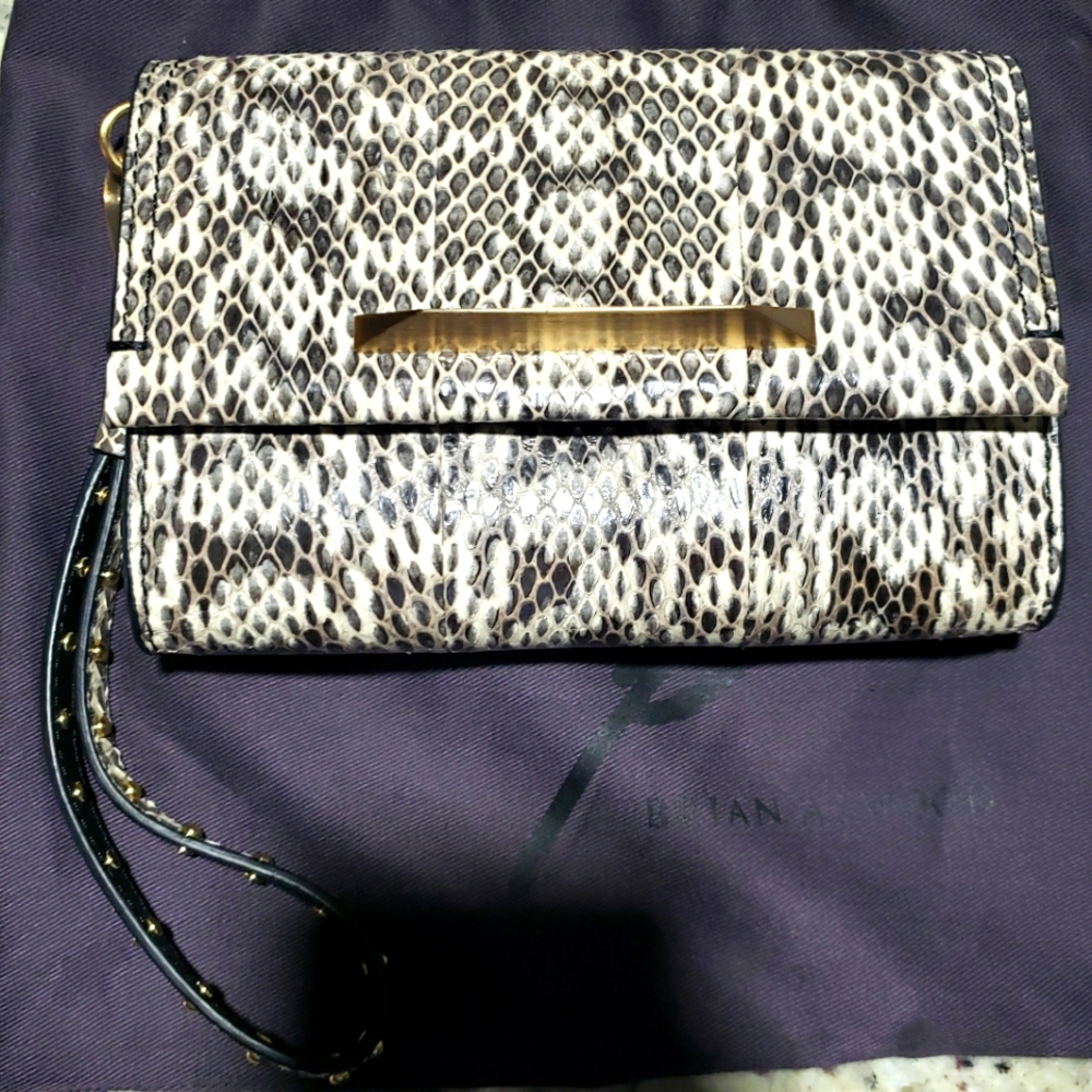 Brian Atwood Snake skin wristlet